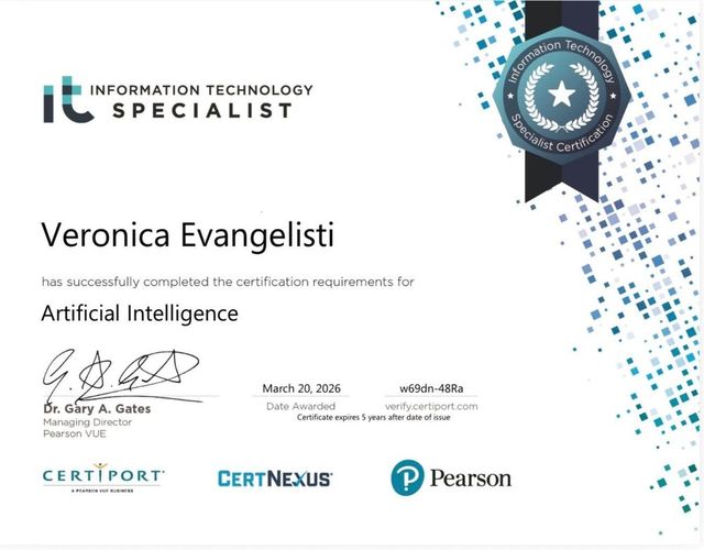Certificazione Information Technology Specialist, Artificial Intelligence, Certiport / Pearson VUE